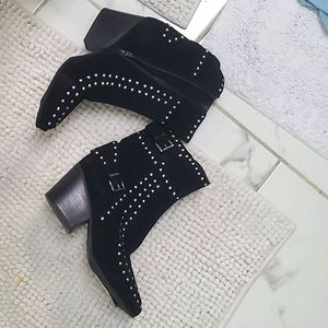 Vaneli van eli studded suede black booties